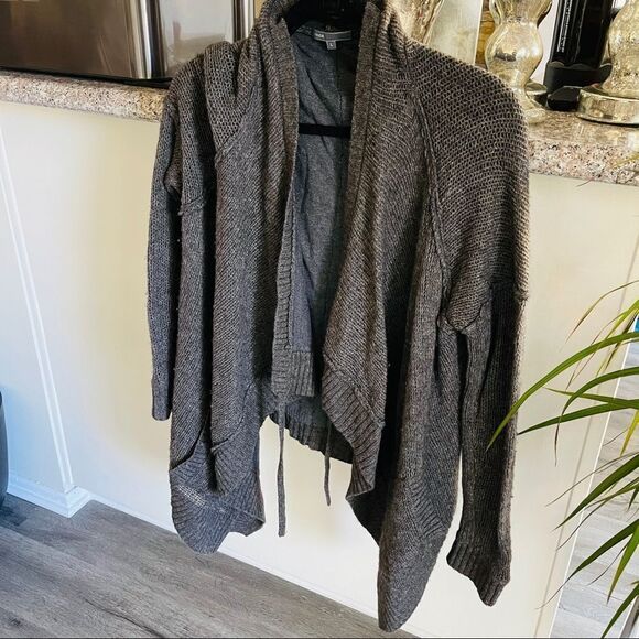 Vince Women's Size L Brown Yak Wool Draped Front Asymmetric Cardigan - Picture 1 of 10